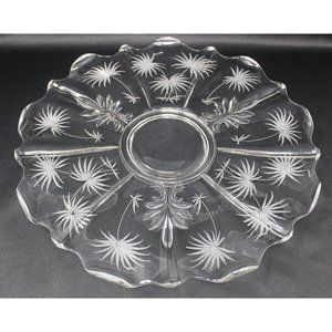 FOSTORIA 14" GLASS LIDO TORTE PLATE SERVING PLATTE